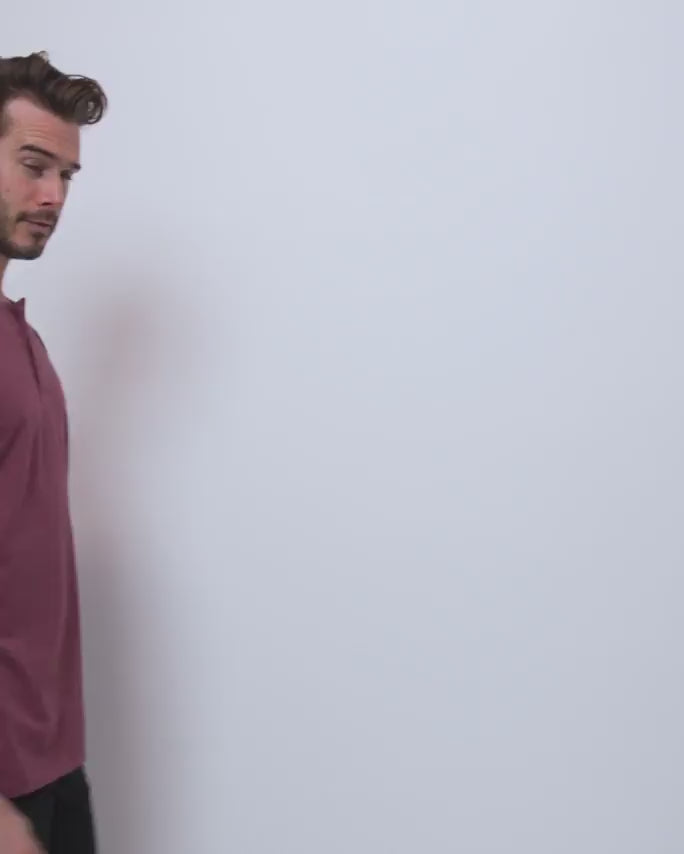 Henley Tee - Non-Branded-Maroon-video