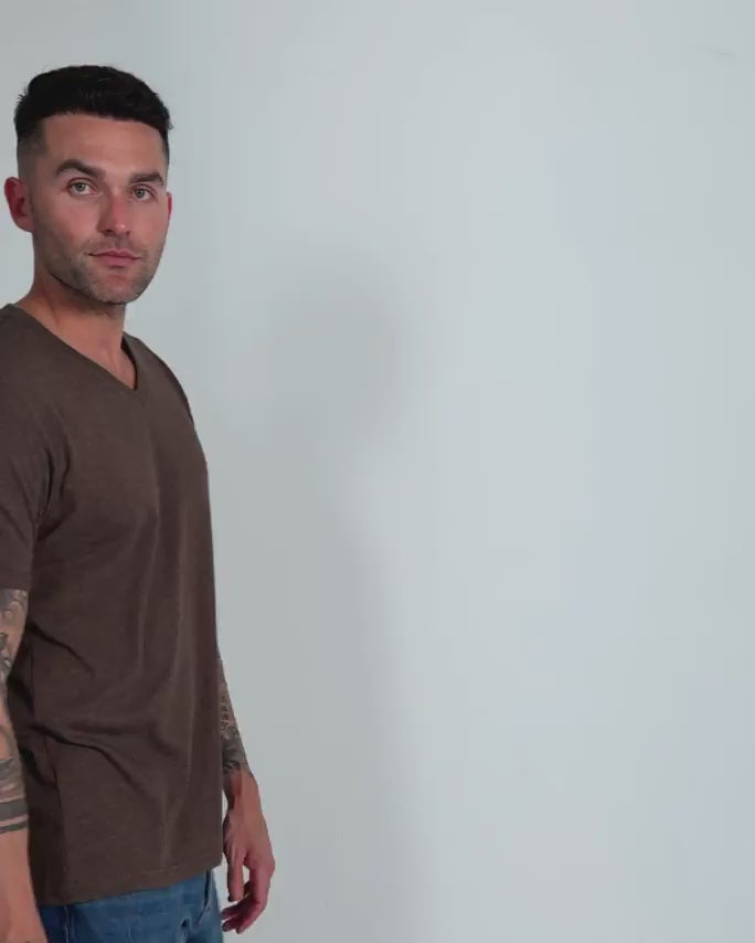 V-Neck Tee - Non-Branded-Brown-Reg-Regular-Video--Model---L