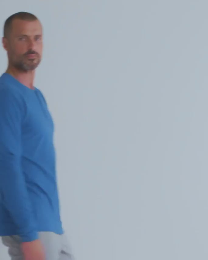 Long Sleeve Henley Tee - Non-Branded-Cool Blue-video