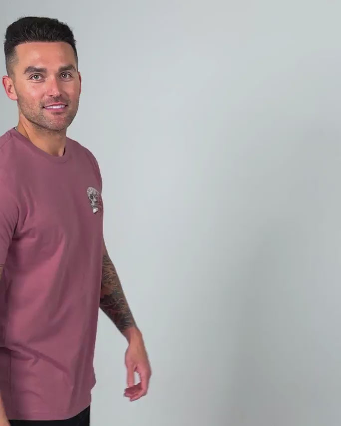 Eternal Blossom Tee-Heather Mauve-Regular-Video--Model---L