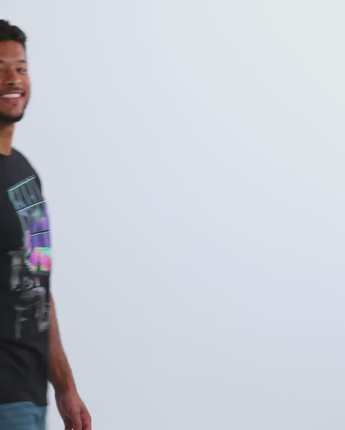 Stellar Sketch Glow-in-the-Dark Tee-Black-Regular-Video--Model---L