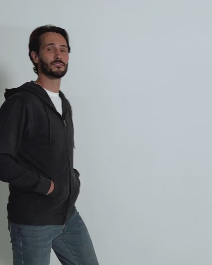 Zip-Up Hoodie - Non-Branded-Charcoal-Regular-Video--Model---L