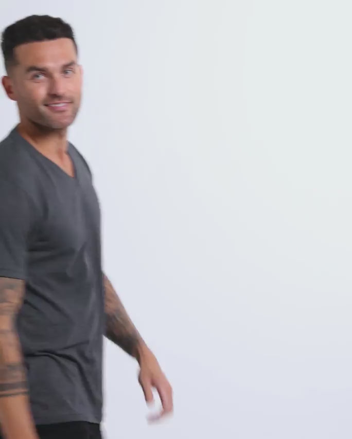 V-Neck Tee - Non-Branded-Charcoal-Regular-Video--Model---L