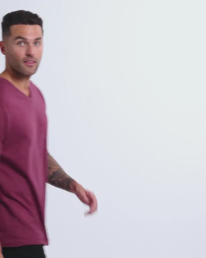 V-Neck Tee - Non-Branded-Maroon-Regular-Video--Model---L