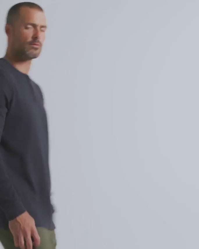 Long Sleeve Waffle Knit Henley - Non-Branded-Charcoal-video