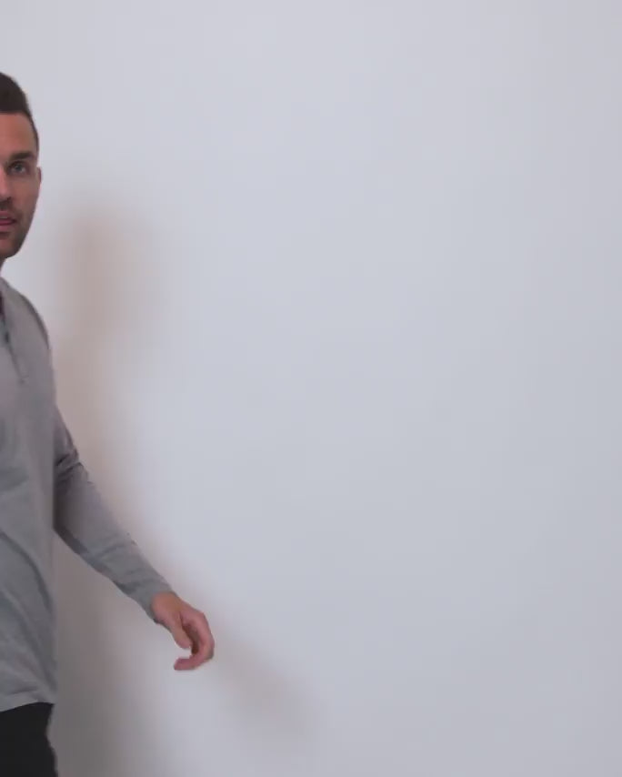 Long Sleeve Henley Tee - Non-Branded-Grey-Video