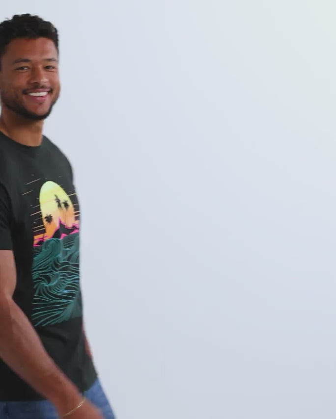 Neon Coast Glow-in-the-Dark Tee-Black-Regular-Video--Model---L