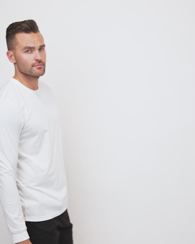 Long Sleeve Tee-White-Regular-Video--Model---L
