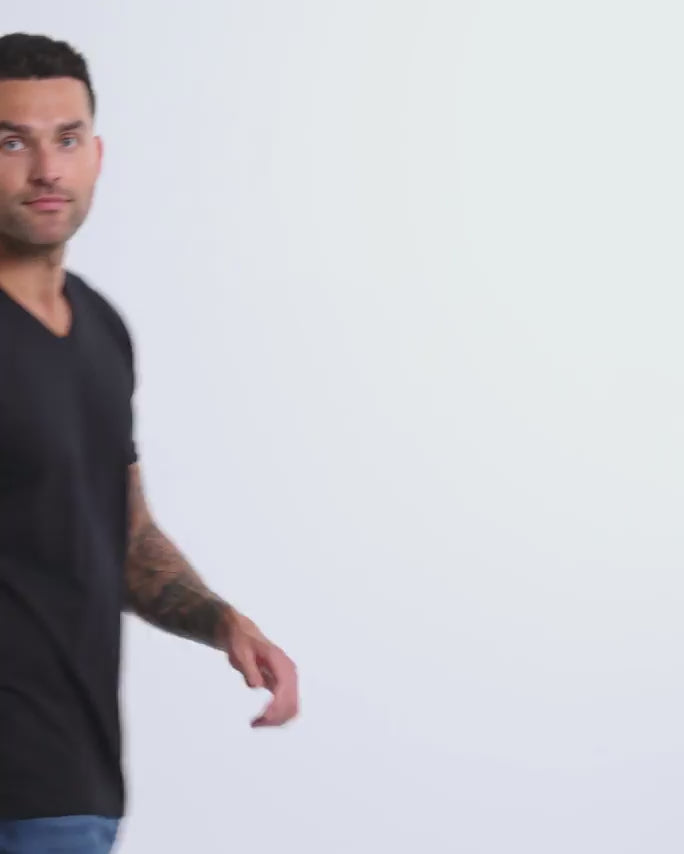 V-Neck Tee - Non-Branded-Black-Regular-Video--Model---L