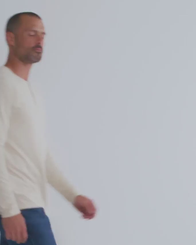 Long Sleeve Henley Tee - Non-Branded-Beige-video