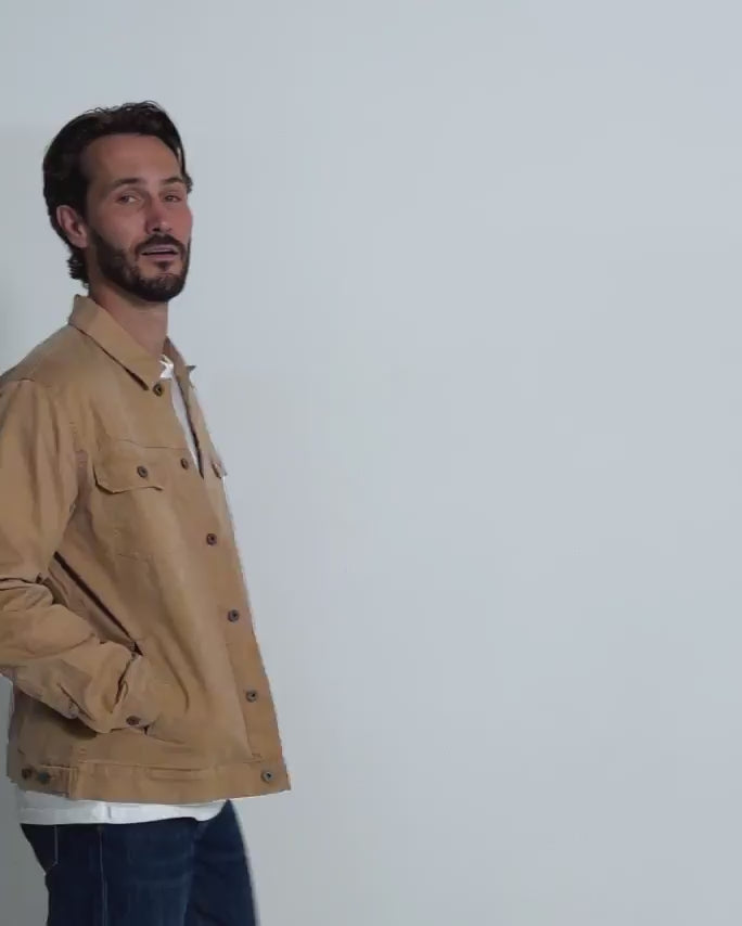 Tradesman Trucker Jacket - Non-Branded-Khaki-Regular-Video--Model---L