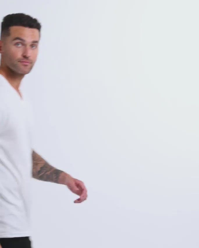 V-Neck Tee - Non-Branded-White-Regular-Video--Model---L