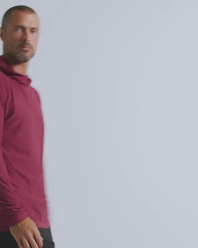 Long Sleeve Hooded Active Tee - Non-Branded-Maroon-video