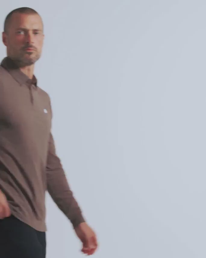 Long Sleeve Polo - Non-Branded-Brown-video