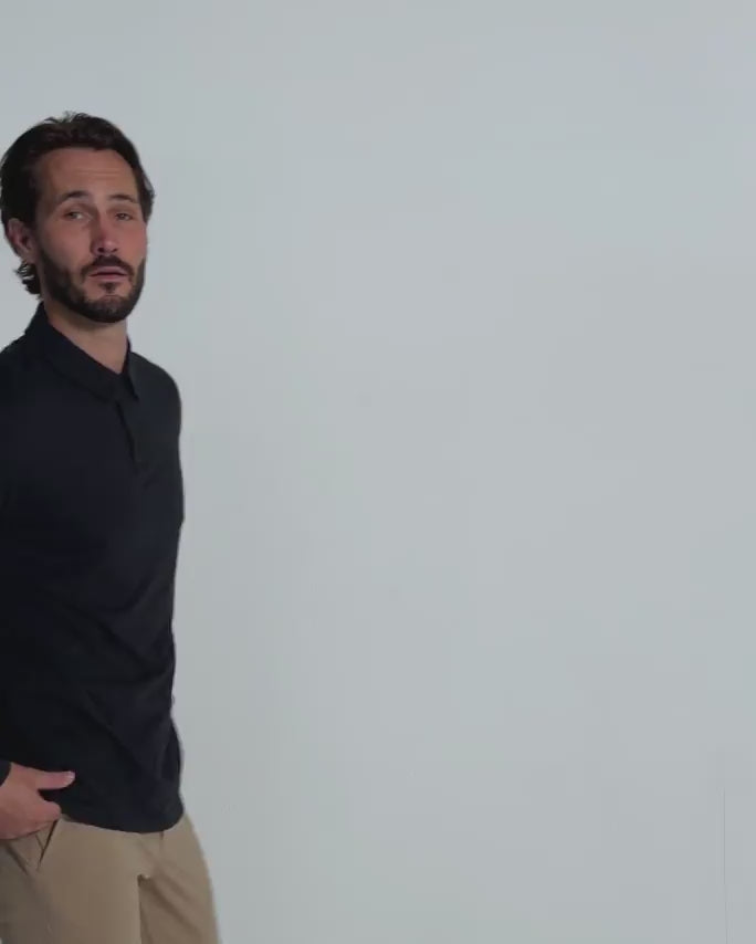 Long Sleeve Polo - Non-Branded-Black-Reg-Regular-Video--Model---L