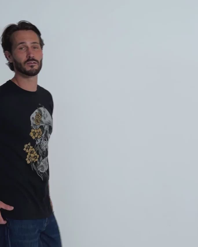 Bone Blossom Tee-Black-Regular-Video--Model---L
