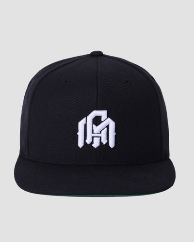 Basic AM Snapback Hat-Black-Regular-Front--Model---Size