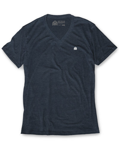 Basic V-Neck Tee-Navy-Front-Regular