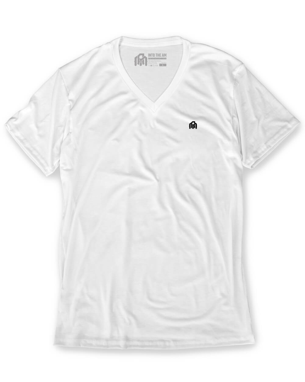 Basic V-Neck Tee-White-Front-Regular