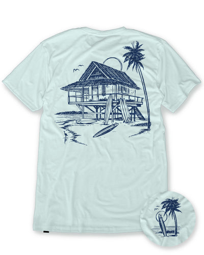 Beach Bungalow Tee-Light Blue-Front