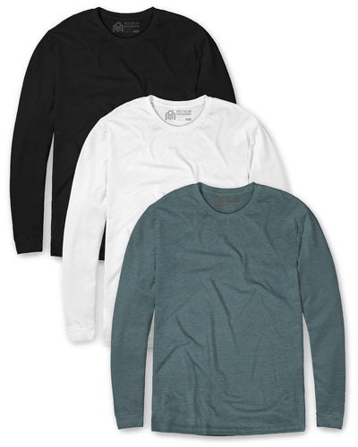 Essential Long Sleeve Tee Custom 3 Pack-Front