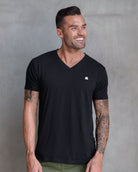 Basic V-Neck Tee-Black-Front--Zack---L-Regular