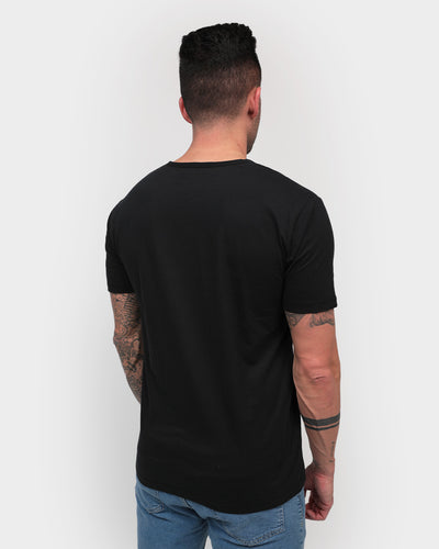 Henley Tee - Branded-Black-Regular-Back--Model---Size