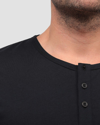 Henley Tee - Branded-Black-Regular-Detail 1--Model---Size
