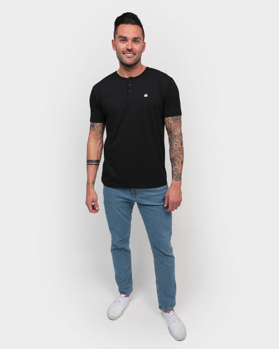 Henley Tee - Branded-Black-Regular-Full--Model---Size