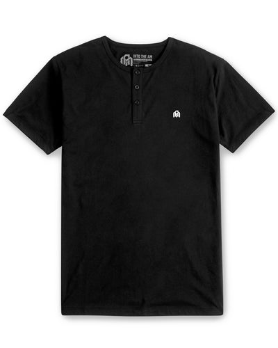 Henley Tee - Branded-Black-Regular-Mock--Model---Size
