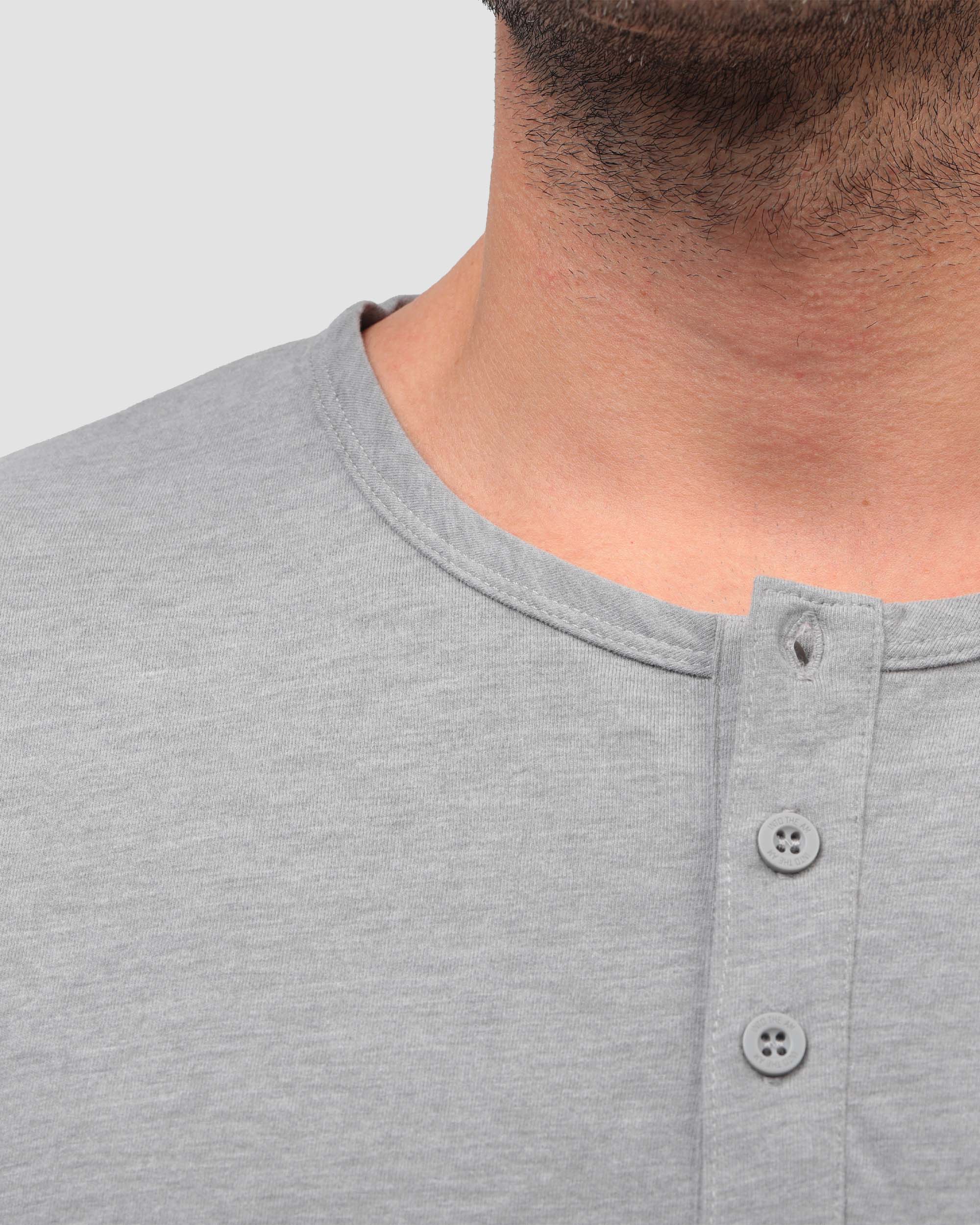 Henley Tee - Branded-Grey-Regular-Detail--Model---Size