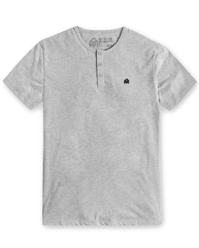 Henley Tee - Branded-Grey-Regular-Mock--Model---Size