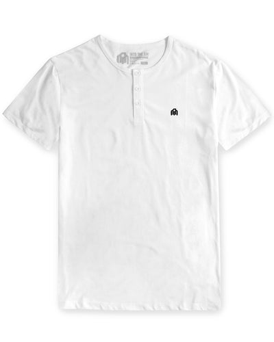 Henley Tee - Branded-White-Regular-Mock--Model---Size