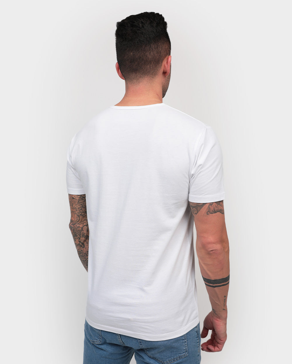Essential Henley Tee-White-Back--Zach---L