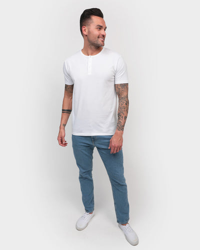 Essential Henley Tee-White-Full--Zach---L