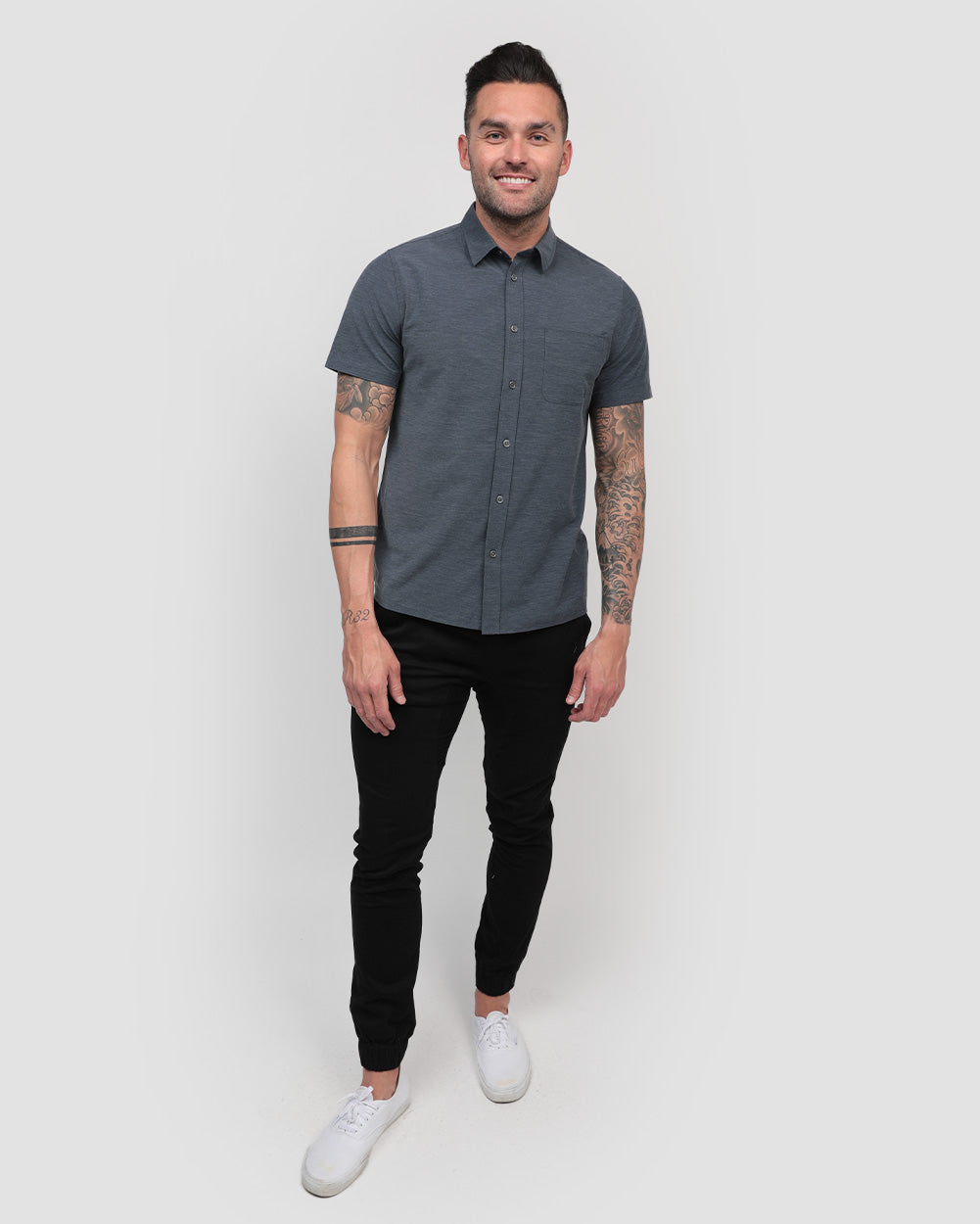 Essential Button Up-Navy-Full--Zach---L