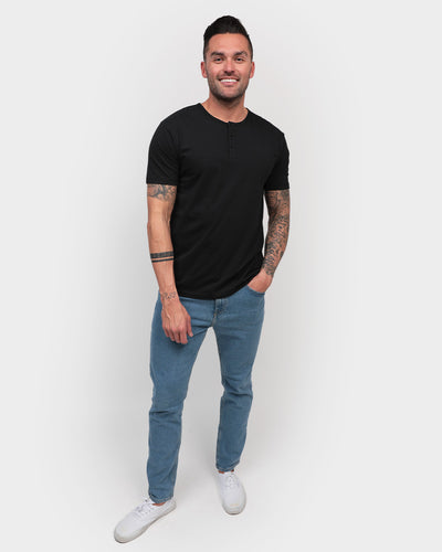 Essential Henley Tee-Black-Full--Zach---L
