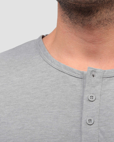 Essential Henley Tee-Grey-Detail 3