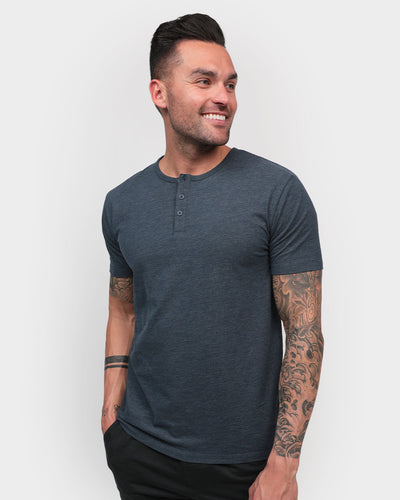 Essential Henley Tee-Navy-Front--Zach---L