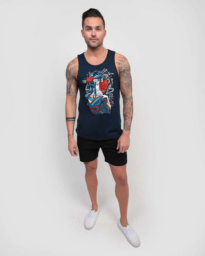 Mystic Geisha Tank-Navy-Regular-Full--Model---L