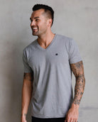 Basic V-Neck Tee-Grey-Front--Zach---L-Regular