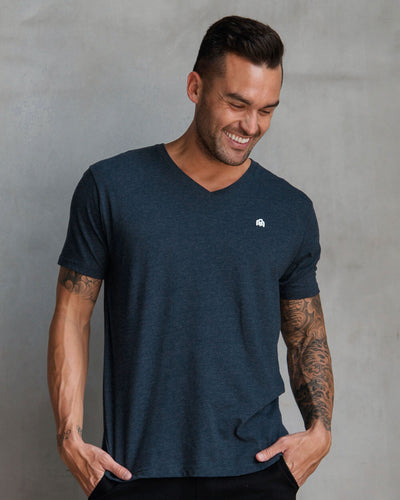 Basic V-Neck Tee-Navy-Front--Zack---L-Regular
